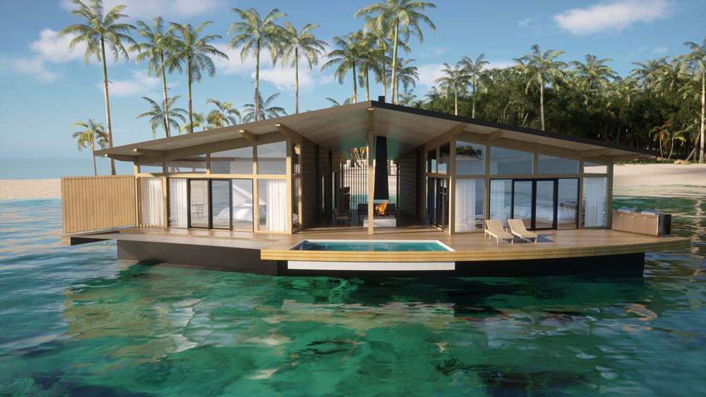 Honka Floats näyttävät kelluvat hirsirakennukset